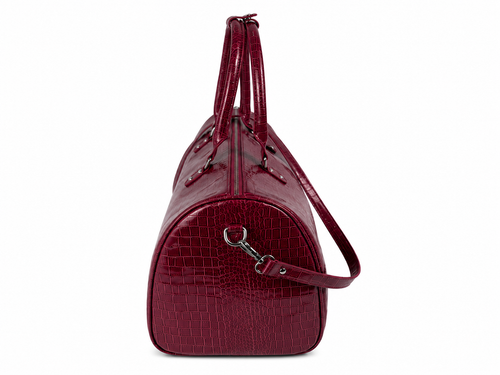 Red crocodile leather BLOODY DUFFEL bag with spacious interior for travel and daily use